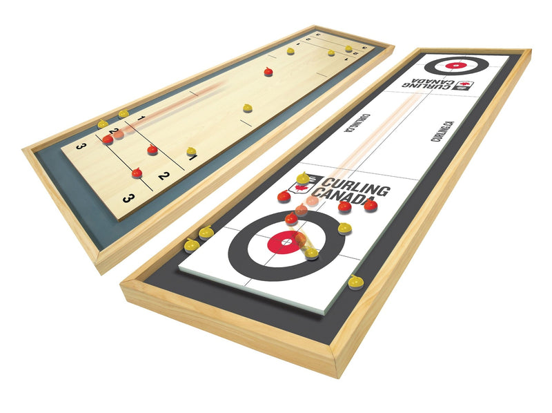 Canada Curling Game, Deluxe Wood 2-in-1 Double Sided Giant Table Top Game Set, 47-in, Ages 6+ H3659