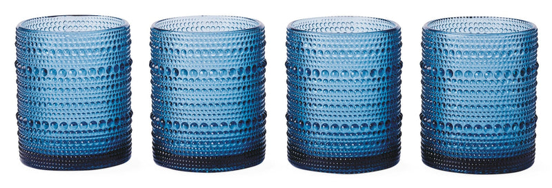 Blue Hobnail Glasses, Durable Glass Build, 4-pk T7901