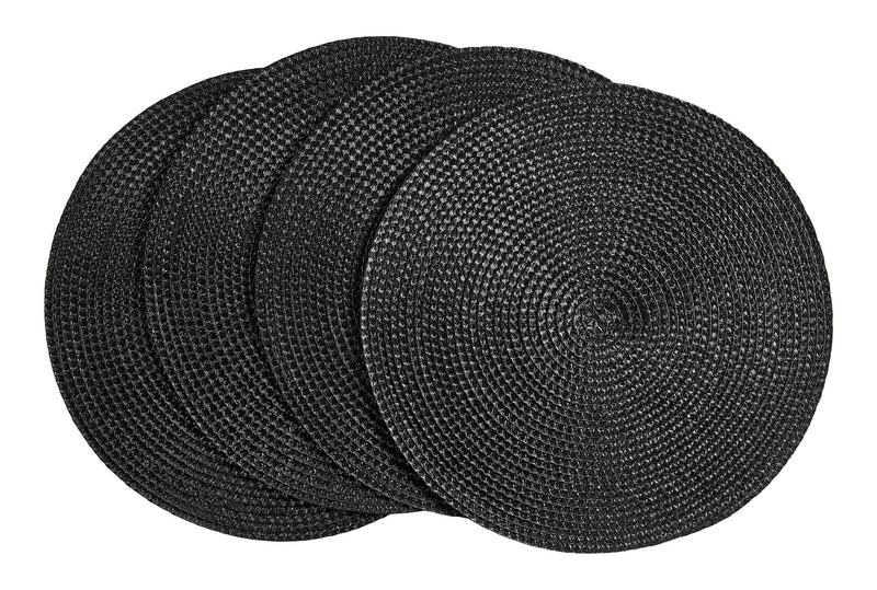 Braided Round Placemats, Black, 15-in Diameter, 4-pk R5015