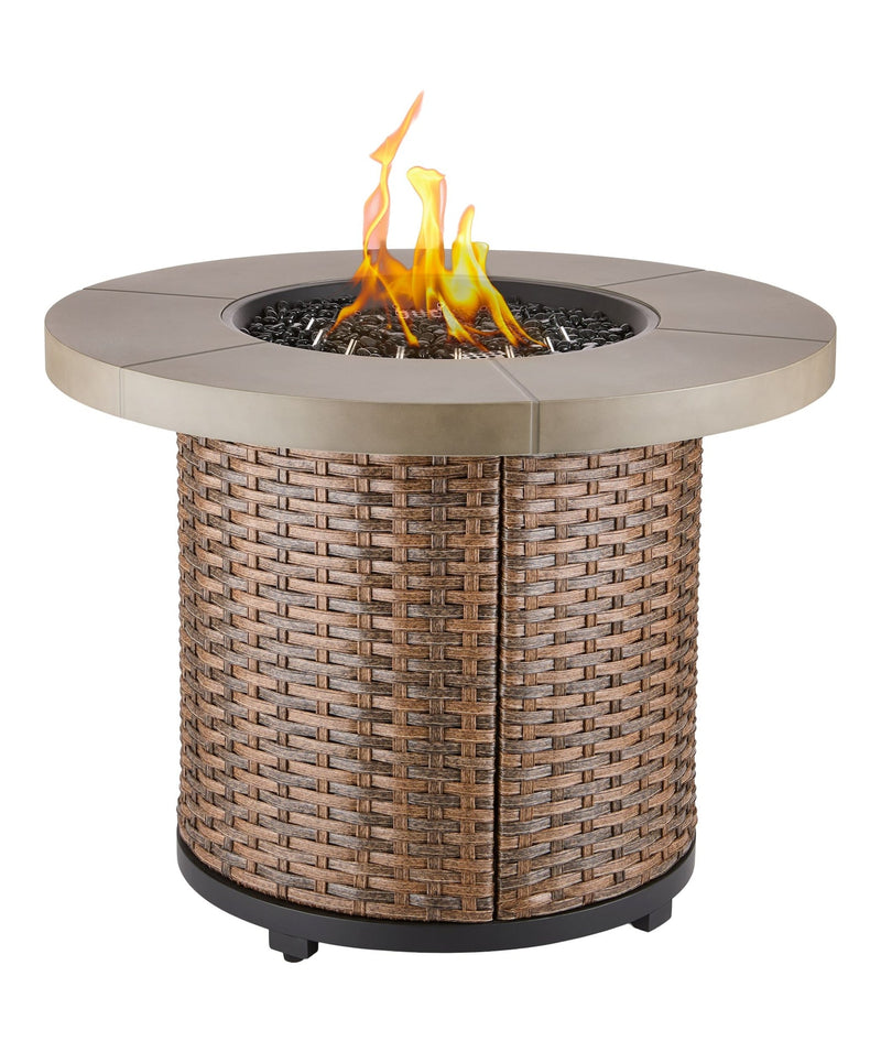Bryce Stainless Steel Round Outdoor Gas Fire Table, 50,000 BTUs, 32-in T5559