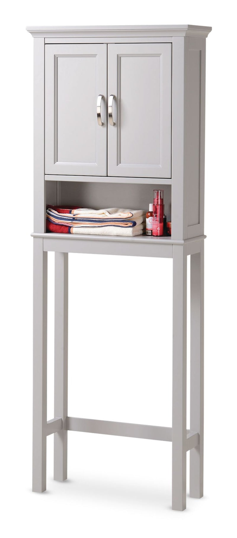 Elena 2-Door Over-The-Toilet Spacesaver Bathroom Storage Cabinet, Grey X6344