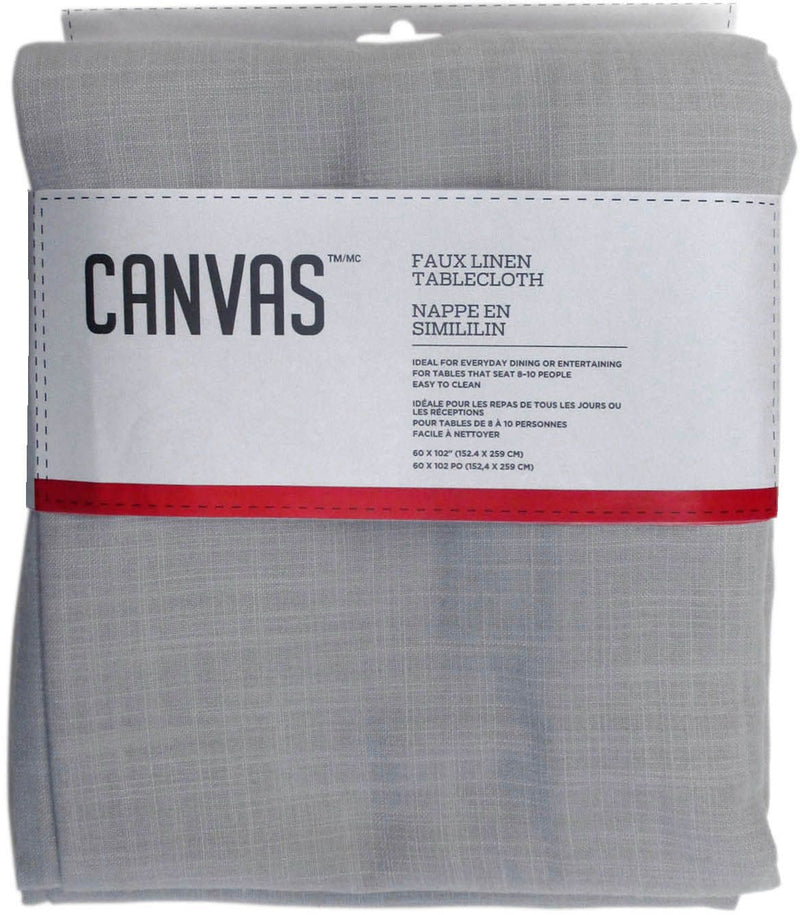 Faux Linen Rectangle Tablecloth, 60-in x 102-in, Light Grey O4739