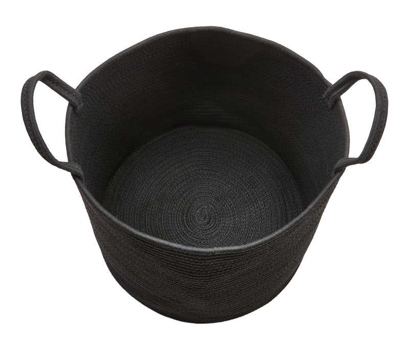Finn Woven Cotton Rope Storage Basket, Black W336