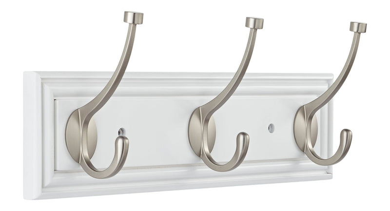 Galena Stainless Steel 3-Hook Rail, White, 16-in D7994