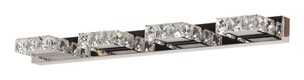 Isabella 4-Light Crystal Design LED Vanity Light Fixture, Chrome L5683