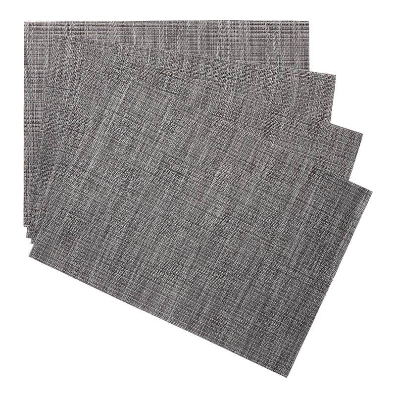 Lurex Rectangle Textilene Woven Placemat, Gunmetal, 13-in x 18-in, 4-pk S3644
