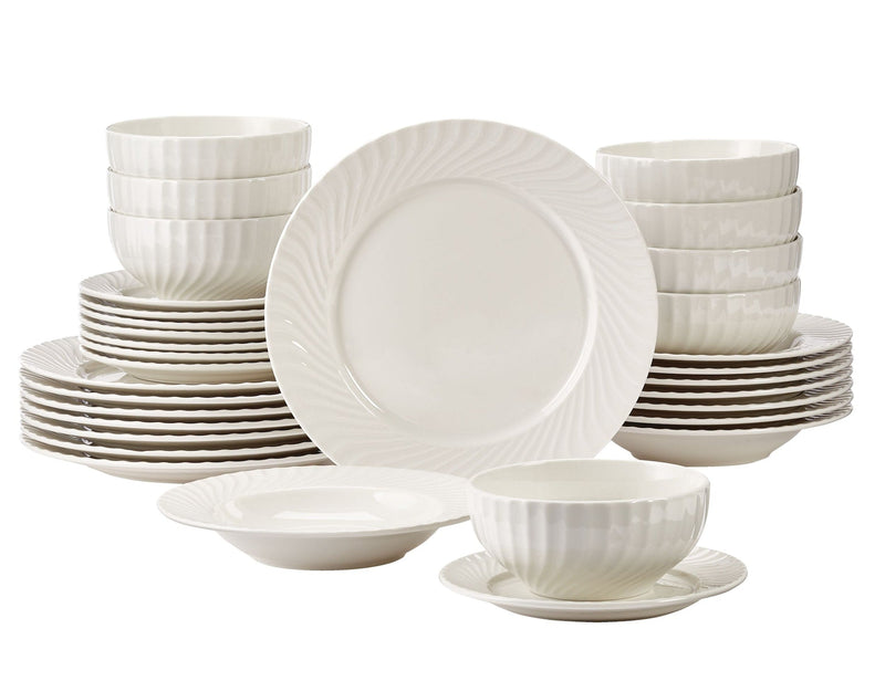 Milliken Embossed Stoneware Dinnerware Set, Serves 8, 32-pc, White P5846