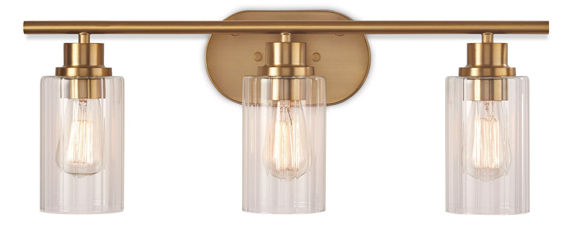 Rosstown 3-Light Vanity Light Fixture with Glass Shades, Brushed Gold P7052