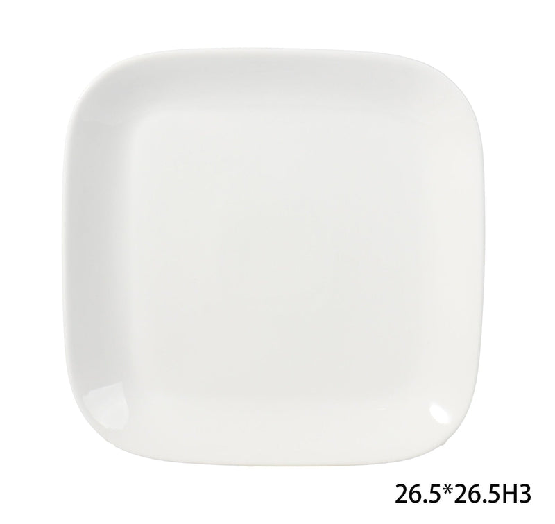 Square Stoneware Dinner Plate, 10-in, White N4249