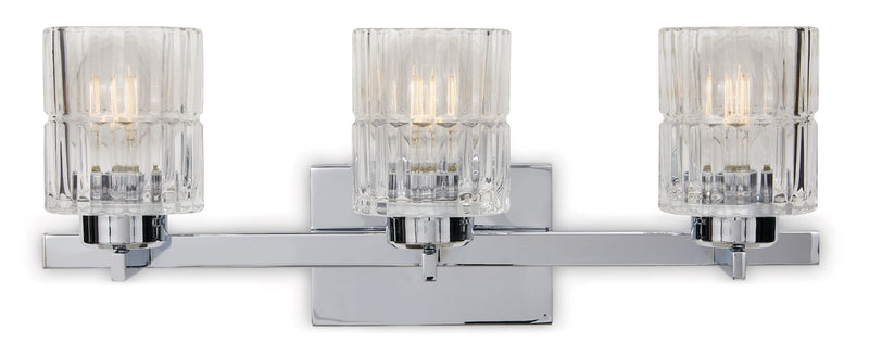 Waverly 3-Light Vanity Light Fixture with Clear Glass Shades, Chrome U2598