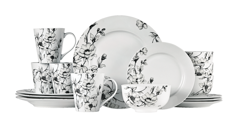 Wild Rose Porcelain Dinnerware Set, Serves 4, 16-pc, White J6545