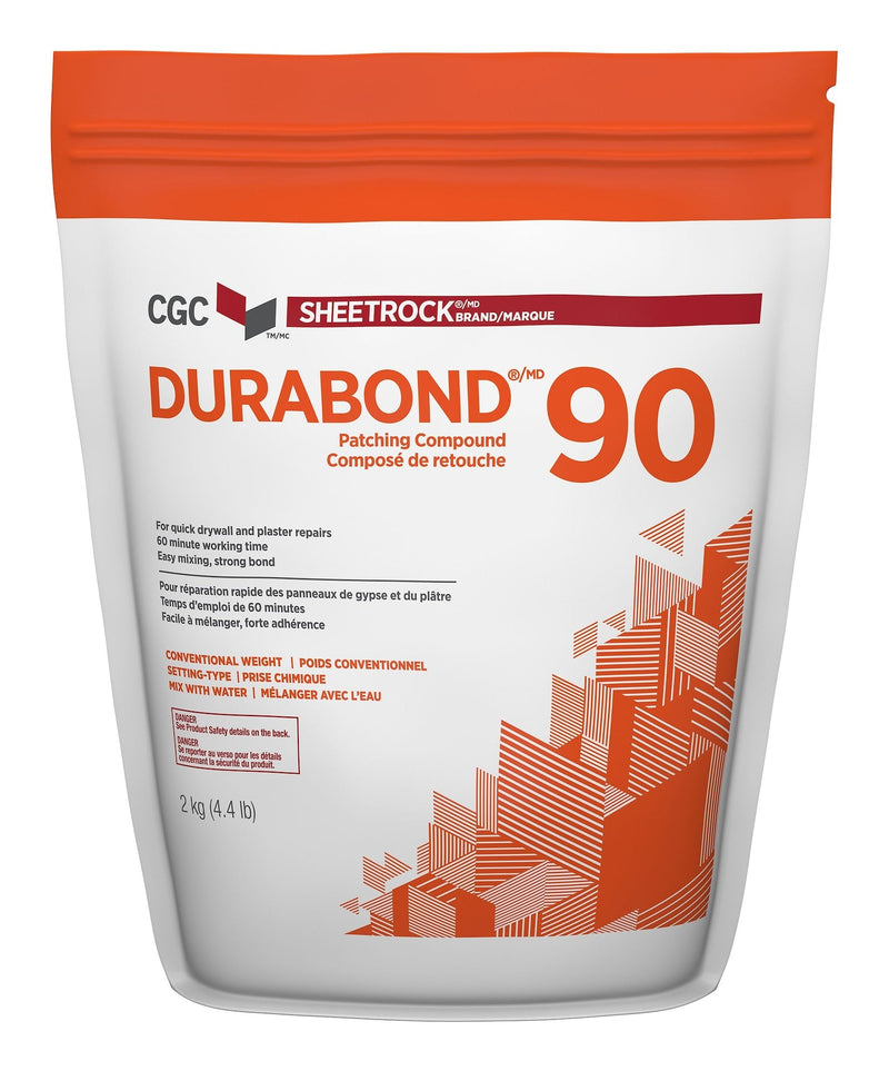 Sheetrock Durabond 90 Minute Drywall & Plaster Repair Compound, Easy-Mix, White, 2-kg F7867