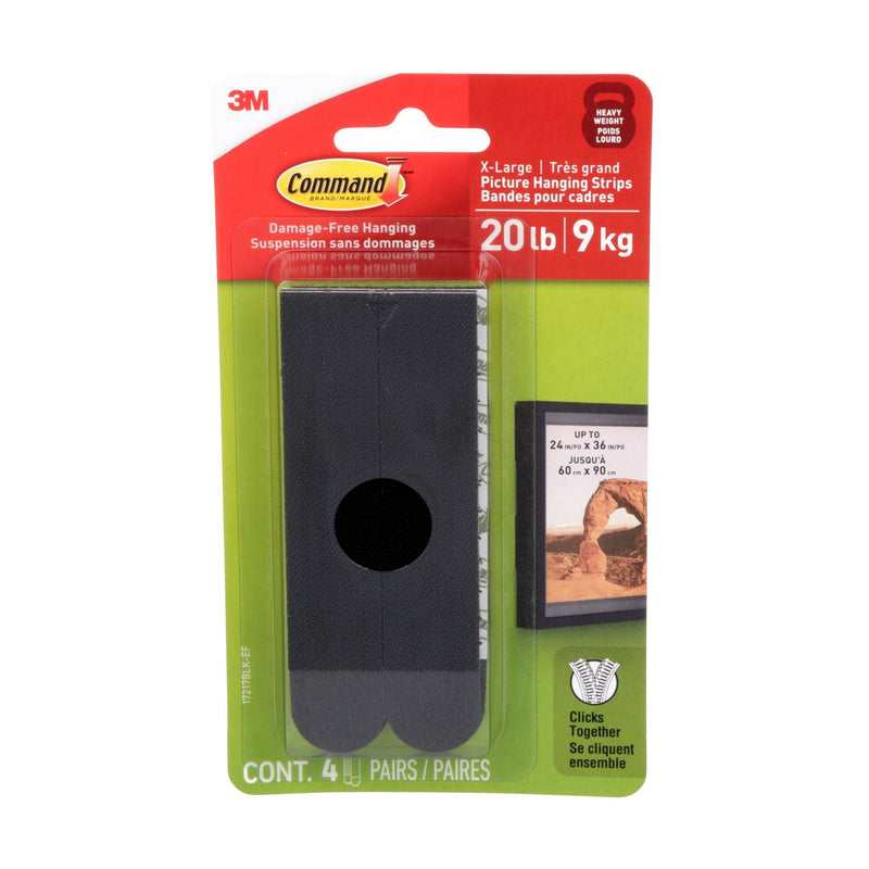 20-lb Black Picture Hanging Strips, 17217BLK-EF | 4 Pairs, X-Large Strips L5085