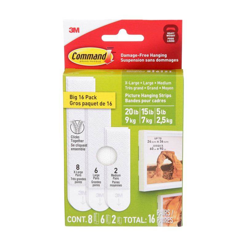 White Picture Hanging Strip Mixed Pack, 17218-16EF | 16 Pairs G0828