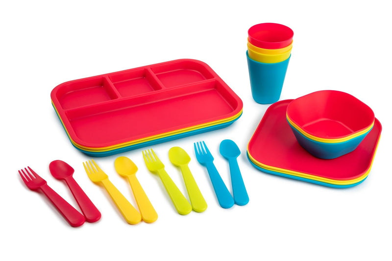 Plastic Kids Tableware Set, BPA Free, 24-pc, Assorted Colours S5611