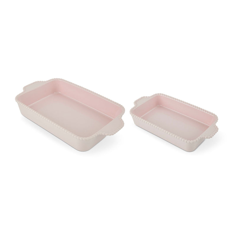 Nested Bead Rectangular Bake Dish Set, Pink, 2-pc T5531