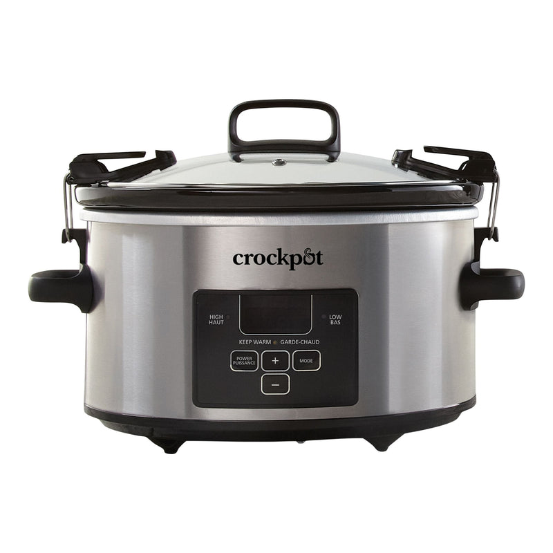 Digital Programmable Slow Cooker with Locking Lid, Feeds 4 People & More, Stainless Steel, 4-qt B6268