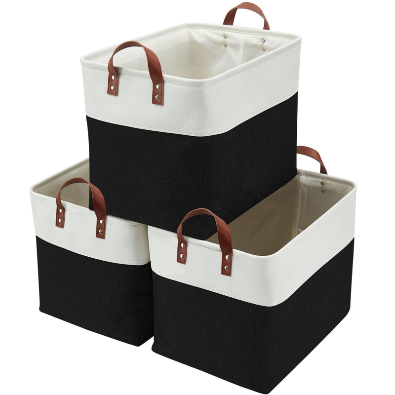 Jumbo Foldable Storage Basket, 42-L, 3-pk, Black D8131