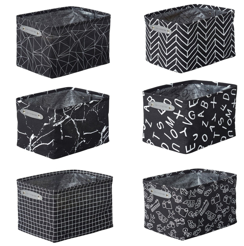 Large Water Resistant Storage Bin, 15-in x 11-in x 9.5-in, 6-pk, White Pattern F5489
