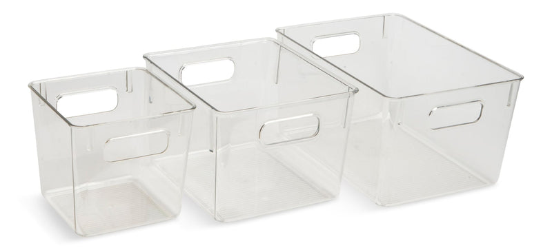 Multi-Size Clear Storage Bin Set, 3-pc J0302