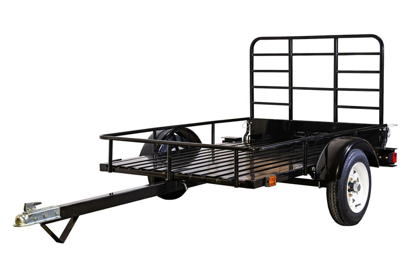 by Marlon 4x6-ft Single-Axle Black Open Rail Utility Trailer with Ramp Gate, 1314-lb Capacity U3372