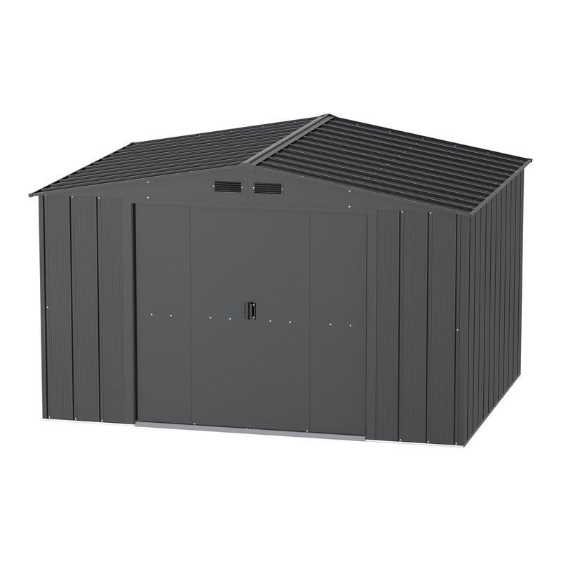 Metal Outdoor Storage Shed with Steel Frame, Dark Grey, 10-1/2-ft x 8-ft J6625