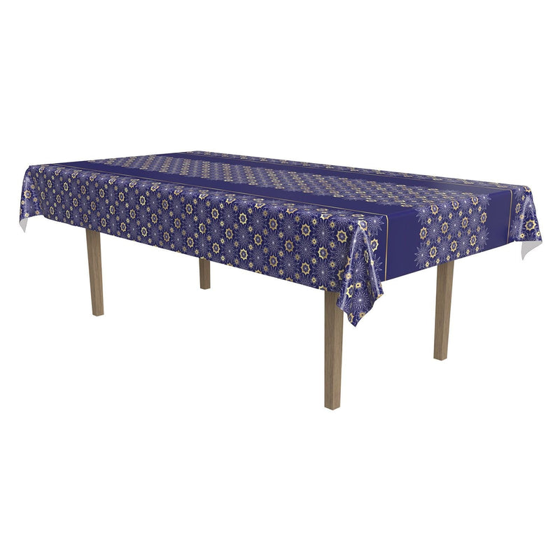 Eid Ramadan Rectangle Plastic Reusable Table Cover, Navy Blue/Gold, 54 x 108-in, for Religious Party/Eid Mubarak/Ramadan T2287