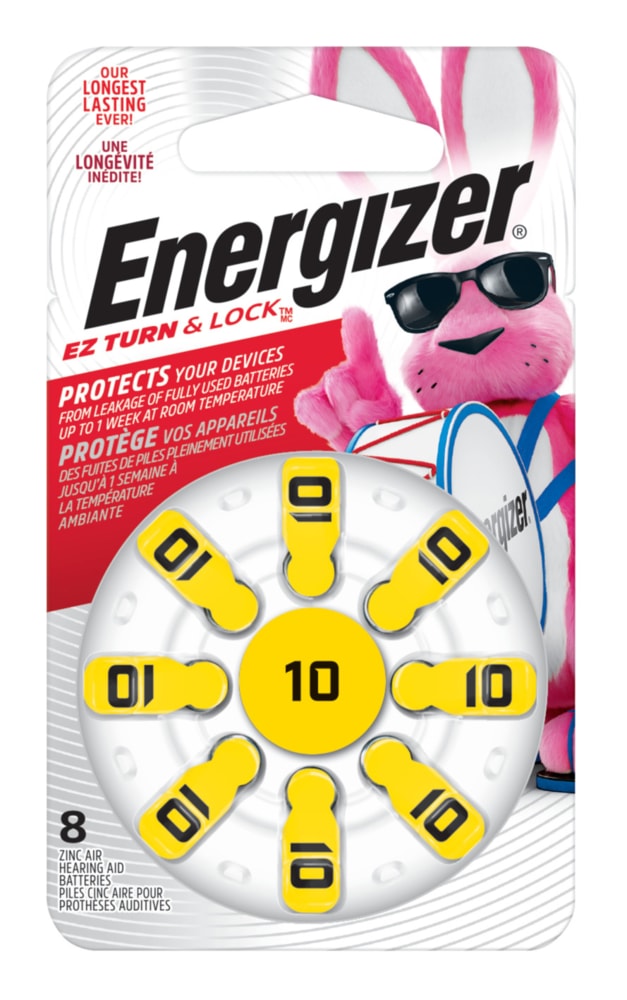 8-pk Size AZ10 1.4V / 1.4 Volt Zinc Hearing Aid Batteries, EZ Turn Lock H4109