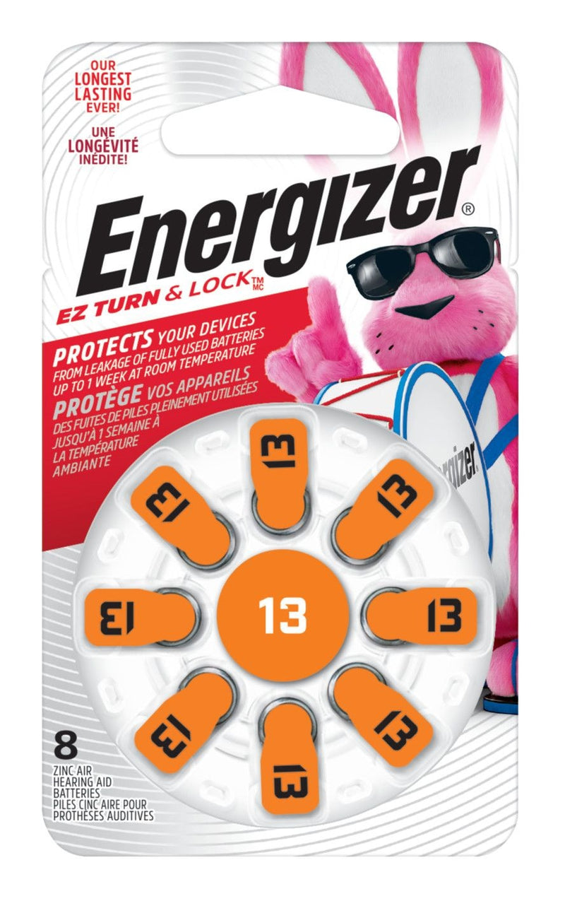 8-pk Size AZ13 1.4V / 1.4 Volt Zinc Hearing Aid Batteries, EZ Turn Lock B4217