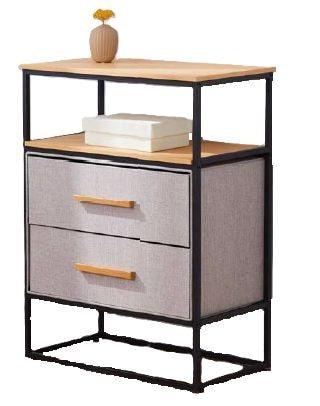 Fabric 2-Drawer 1-Shelf Storage Organizer, Wood R6048