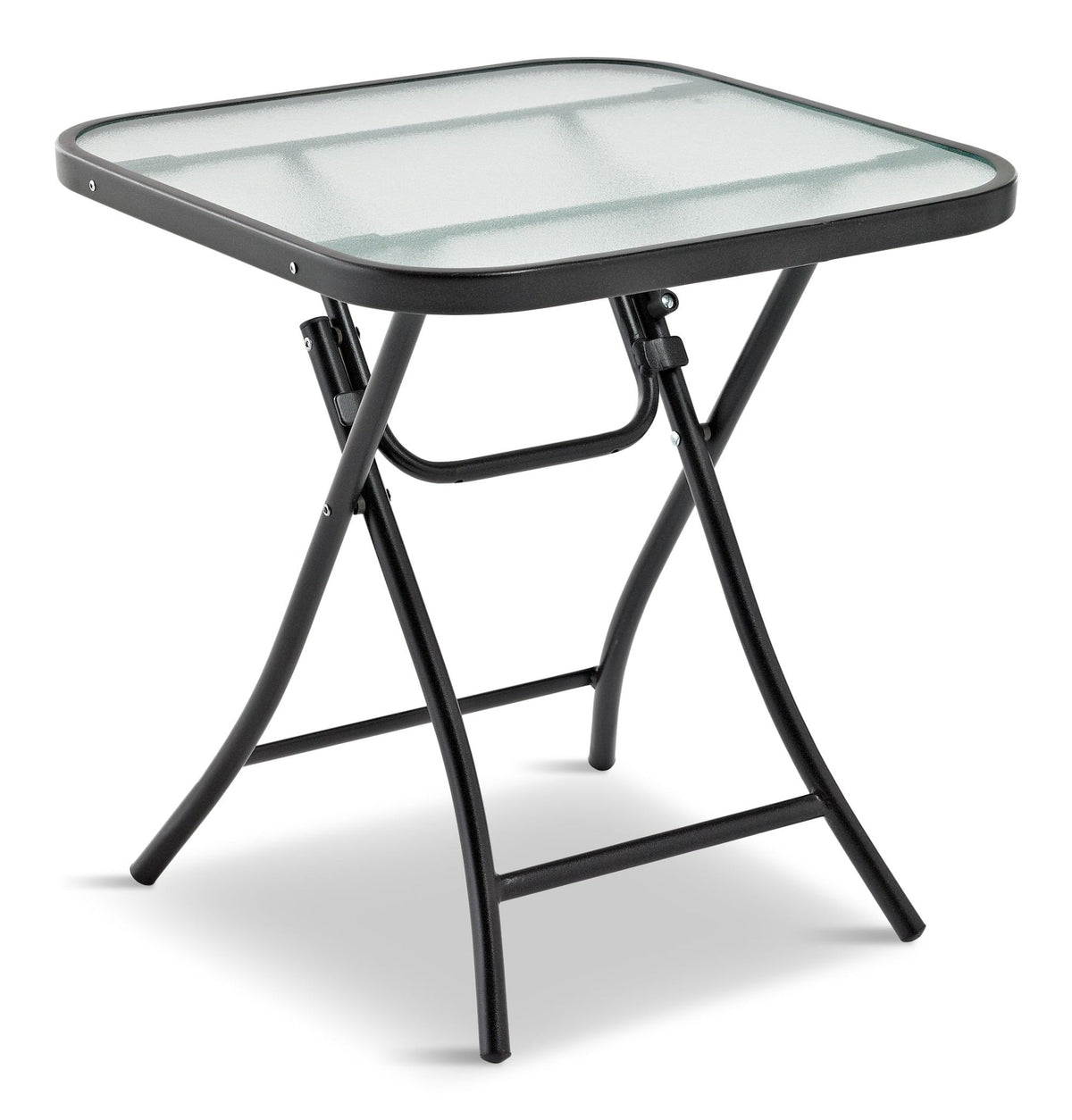 Folding Outdoor/Patio Side Table with Glass Top, Assorted, 18-in