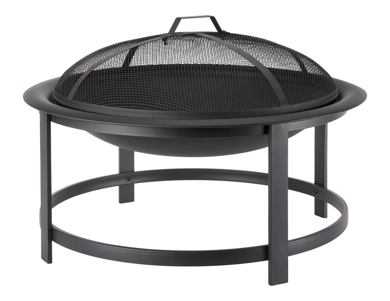 Macaulay Round Outdoor Wood Firepit, 29-1/2-in, Black P5795