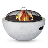 Outdoor Round Steel Wood Burning Firepit with Spark Screen, 24-in