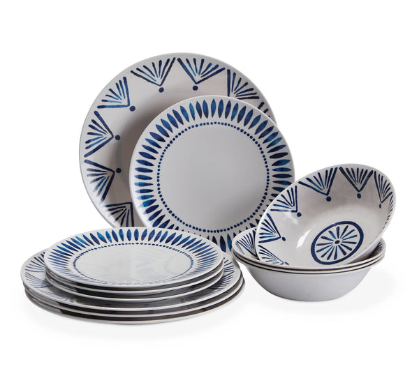 Patio Dinnerware Set, 12-piece, Blue K4988