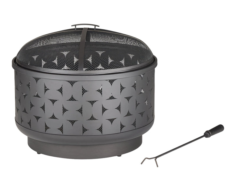 Round Outdoor Wood Burning Fire Pit, Steel, Black, 24-in C5544