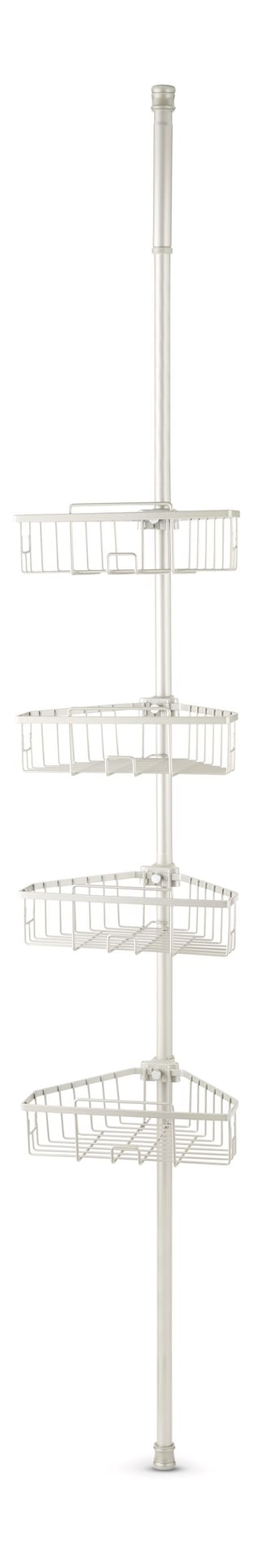 Rust-Resistant Adjustable Basket Tension Pole Shower Caddy, Nickel, 108-in x 11-in x 9-in M2040