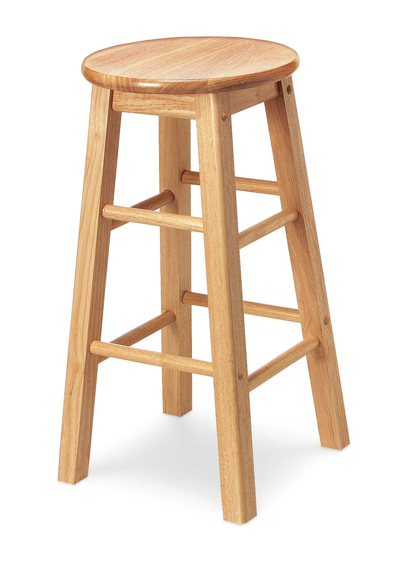 Solid Wood 24" Bar Stool Armless Backless, Natural Finish Y6567
