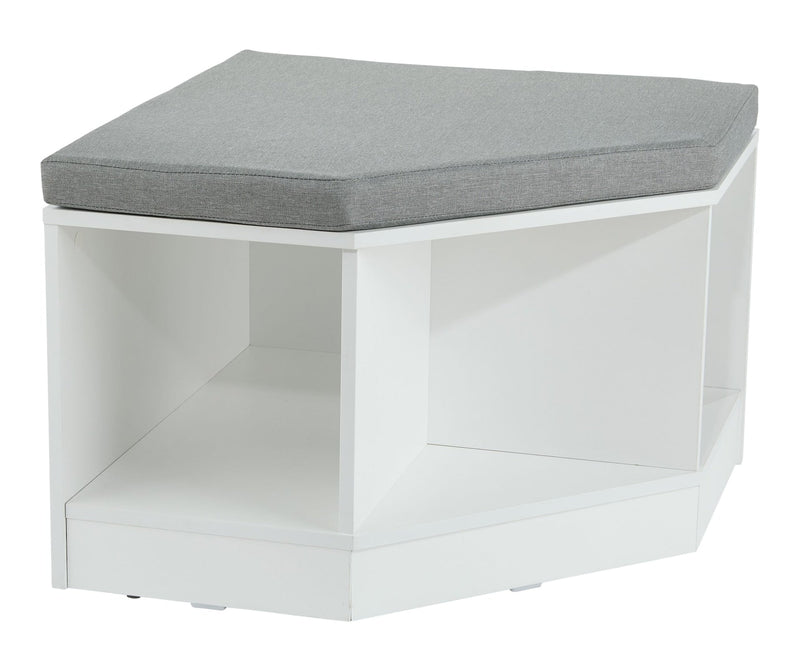 Space Saving Corner Bench with Storage, White/Grey C4401