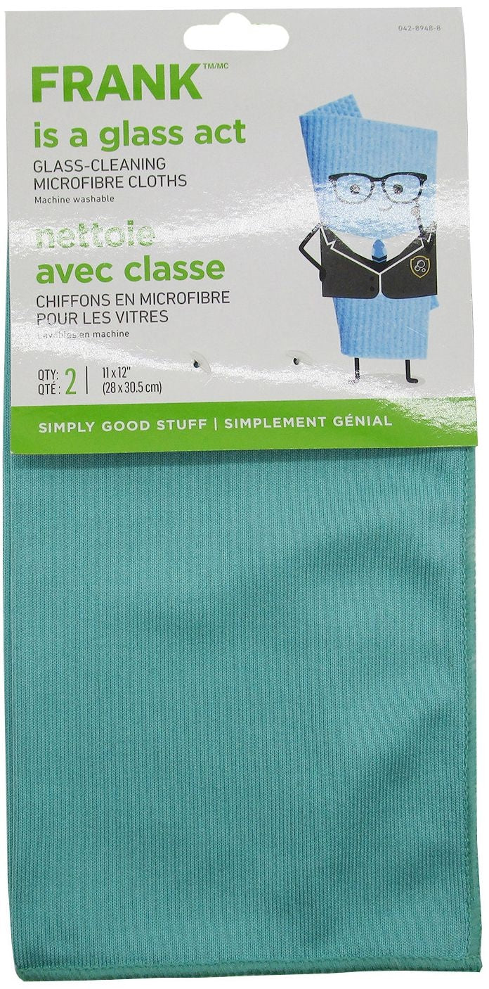 Glass Cleaning Machine Washable Microfibre Cloths, Blue, 2-pk N0197