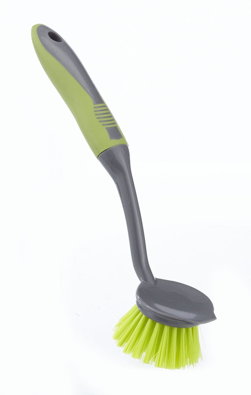Round Non-Stick Surfaces Dish Scrub Brush with Stiff & Durable Fibre Bristles with Scraper A4493