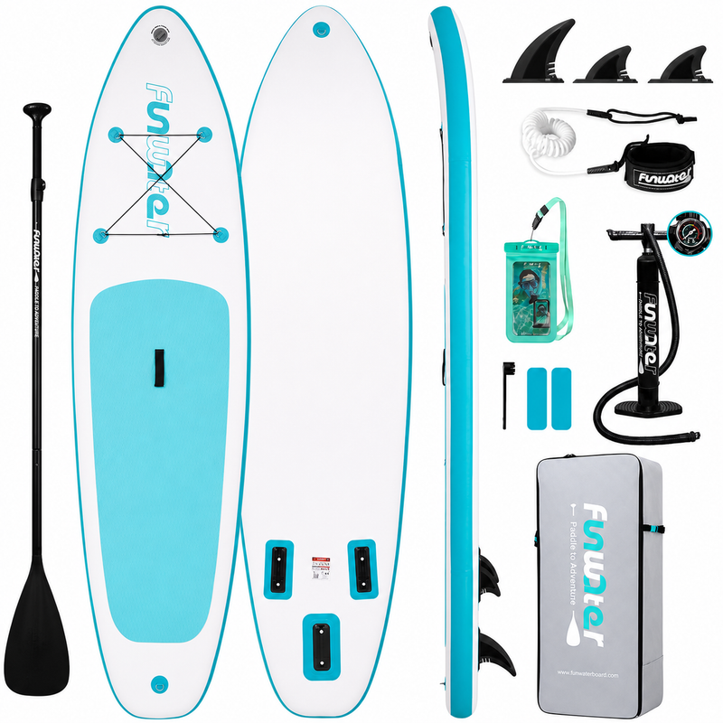 FunWater 10 ft 6 in Inflatable Stand Up Paddle Board Set – Sky Blue J3746