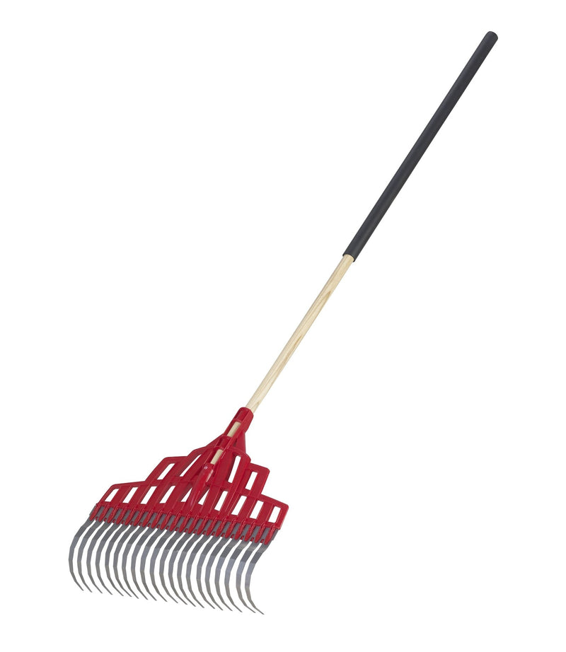 Multi-Purpose Poly Steel 20-Tine Leaf Rake, Wooden Shaft, 65.5-in H3213