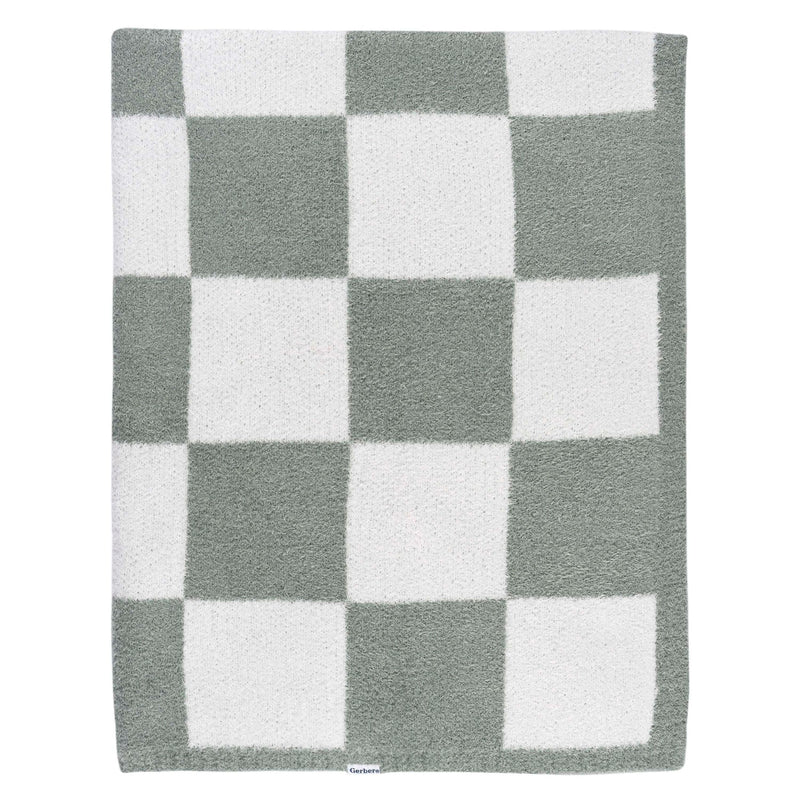 Childrenwear Green Checkered Silky Mink Baby Blanket O3746
