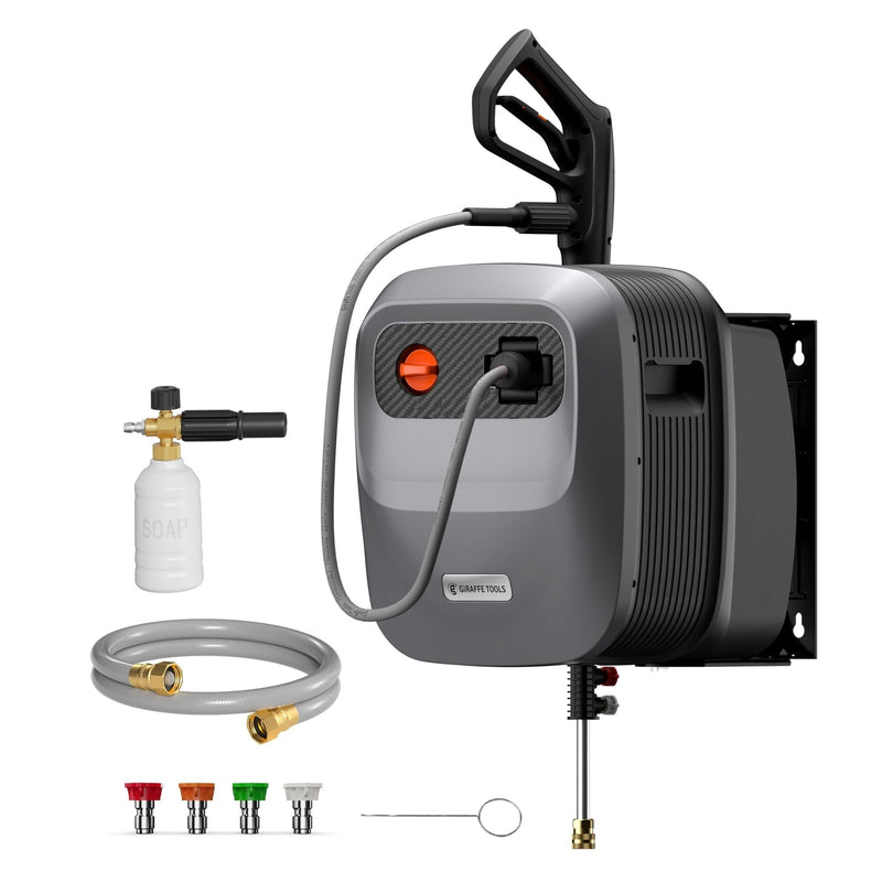Grandfalls G20 Wall Mounted 1900 PSI 2.2 GPM Brushless Electric Pressure Washer with 65-ft Retractable Hard Hose Z0579