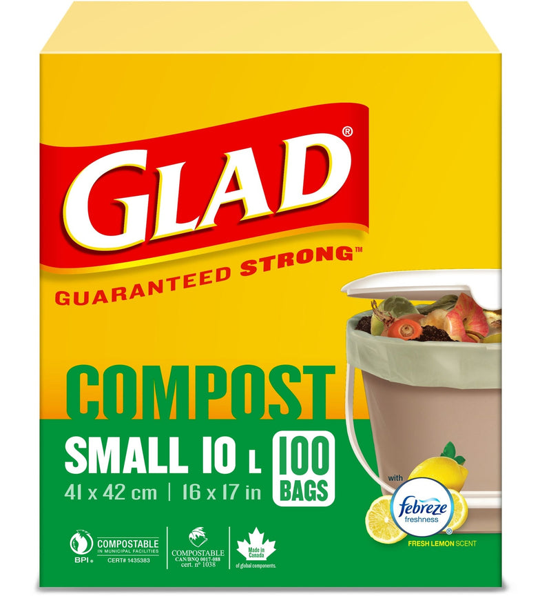 Small 100% Compostable Lemon Scented Food Waste Bags, 100-pk, 10-L T0050