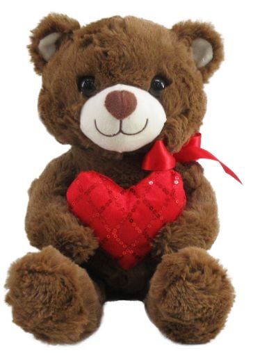 Valentine's Day 12-in Brown Bear with Heart Plush U1286