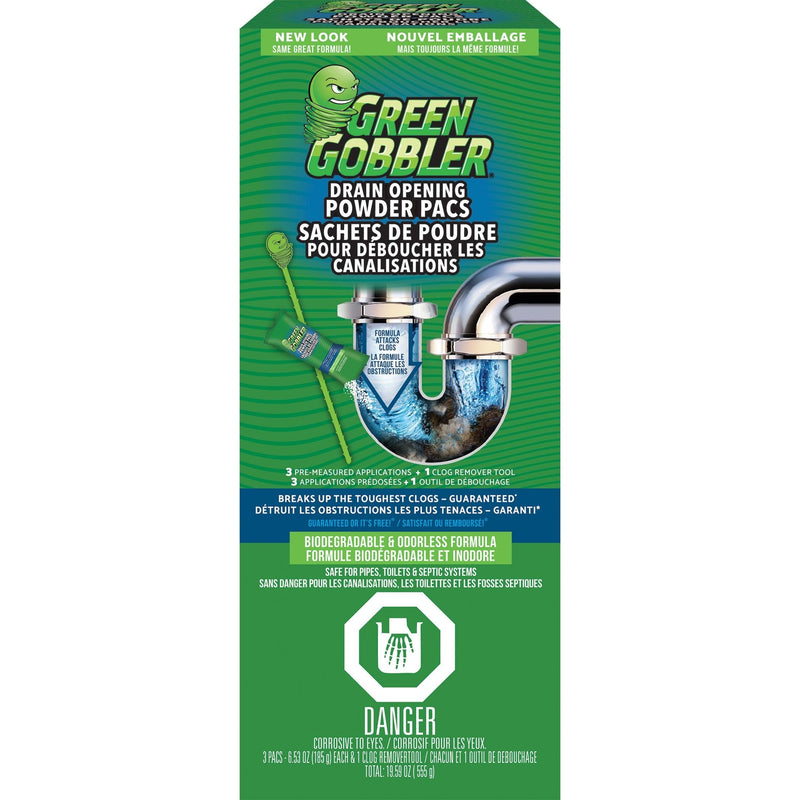 Drain Clog Dissolver Pacs, Biodegradeable, 555-g, 3-pk O5030
