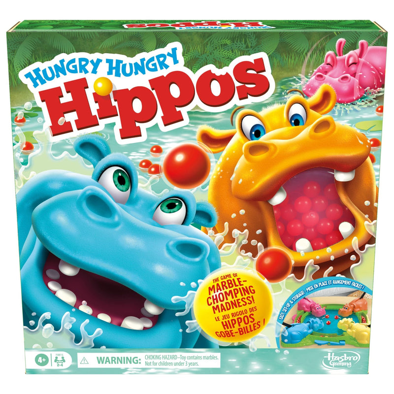 Hungry Hungry Hippos Classic Family Board Game, Bilingual, Ages 4+ P8107