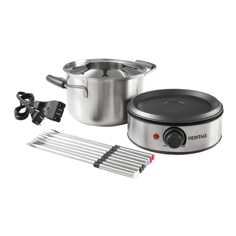 Stainless Steel Electronic Fondue Set with 8 Fondue Forks, Dishwasher Safe, 3L, 12-pc S1955