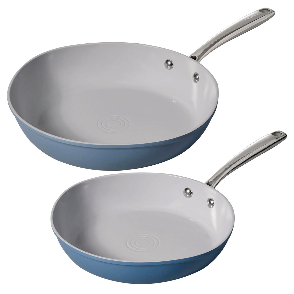 The Rock O Naturel Ceramic Non-Stick Frying Pan Set, Dishwasher & Oven Safe, Baby Blue, 26-cm & 30-cm, 2-pk